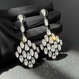 Colgante de borla de cristal de moda pendientes largos para mujeres marca de diseñador famosa