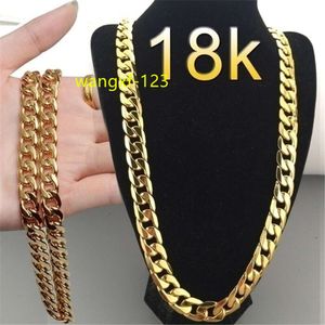 Mode chaîne cubaine plaqué or 18 carats Hip Hop collier pour femmes hommes bijoux collier breloques bijoux ras du cou