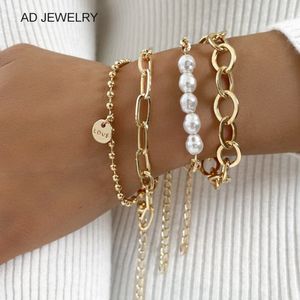 Bracelets de chaîne de liaison cubaine de mode bracelets Boho Gold Color Color Bracelets Bangles pour femmes cadeaux 2022 Bijoux à la mode