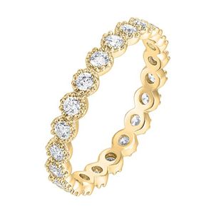 Mode cubique Zircon éternité empilable bague pour les femmes ronde CZ diamant cristal fête anneaux de mariage mariée bijoux cadeau