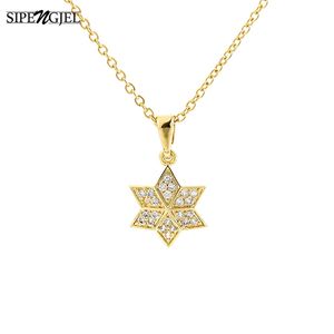 Mode cubique Zircon six pendentif collier or ruban couleur étoile tour de cou collier pour femmes bijoux cadeau 2020