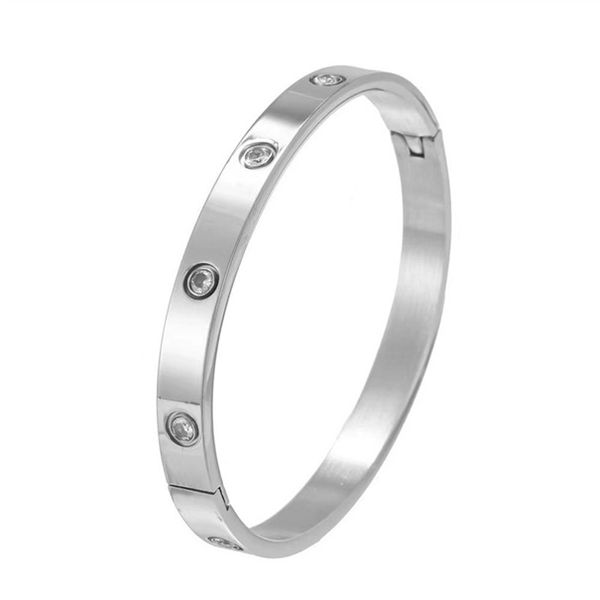 Brazalete de moda, brazalete de diseñador, joyería de lujo, accesorios para la muñeca, mujeres, hombres, acero inoxidable, circón, sin perno, hebilla de clavo, pareja encantadora, pulseras de plata