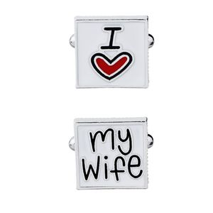 Mode Manchetknoop Voor Mannen I Love My Wife Design Good Manchet Link Shirt Charm Zinklegering Manchetknopen Groothandel