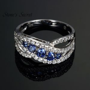 Mode-gebogen ontwerpmode 925 Sterling zilveren tanzanite verlovingsringen bestverkopende ringen voor vrouwen