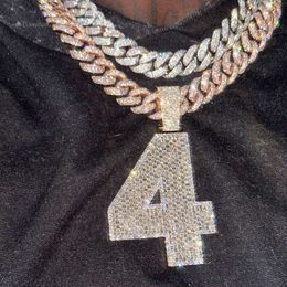 Fashion Custom Hip Hop Ketting Mannen Sier Gold Iced Out D-Vvs1 Lab Moissanite Diamond Number Hanger