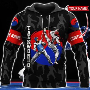 Mode aangepaste naam Cosplay Martial Arts Sport Taekwondo Sportswear Tracksuit 3Dprint Men Women Pullover Harajuku Hoodies B7 220706