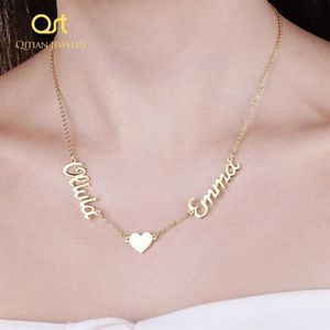 Moda Nombres personalizados Símbolo del corazón Collar Colgantes de acero inoxidable Declaración Gargantilla personalizada para mujeres Regalo Joyería de oro Q111211Q