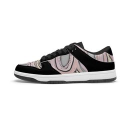 Moda Patrón personalizado Zapatos de bricolaje Carriendo a gran tamaño zapatos marrones para hombre Equipo para mujer New Black White Pink Purple Finers Snakers al aire libre 36-48 27216