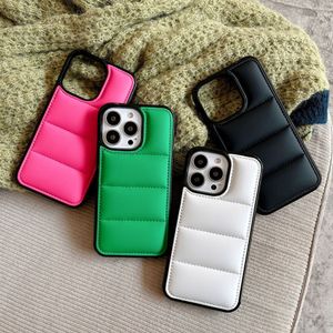 Fashion Custom Soft Touch Puffer Donsjack Telefoon Case Cover voor iPhone 15Pro Max 14 13 12 11 Pro Max X XR XS