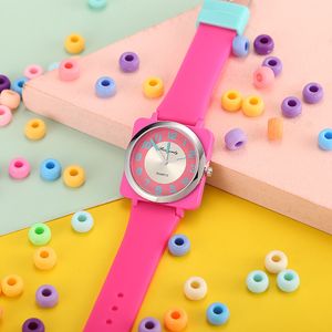 Mode coupe bonbons couleurs filles montres enfants bracelet en caoutchouc Quartz enfants montre carrée montre-bracelet horloge Reloj pour cadeau