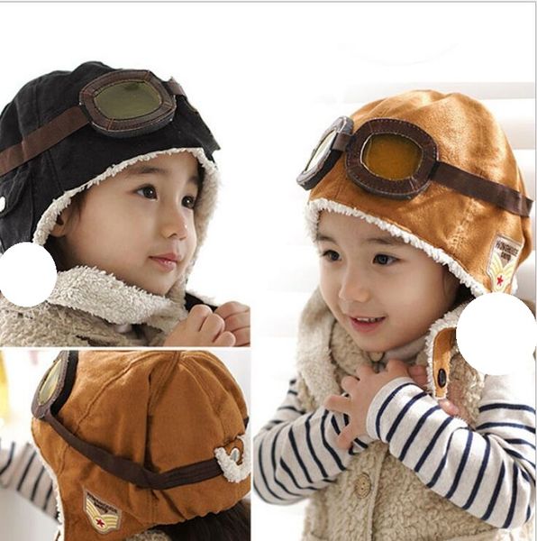 Tout-petits chaud casquette de vol chapeau bonnet Cool bébé garçon fille enfants infantile hiver pilote aviateur casquette hiver coupe-vent oreille bonnet