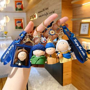 Mode Leuke Cartoon Mona Lisa Oma Keychain Aanbiddelijk Auto Sleutelhanger Ketting Panda Sleutelhanger Tas Hanger Geschenken voor kinderen G1019