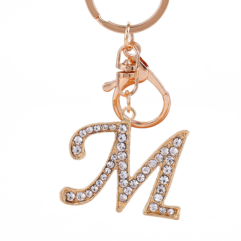 Мода милый кристалл 26 буквы A-Z Алфавит-ключ для автомобилей для ключевых сувенирных подарков для женщин мужские сумочки подвески Keyrings Diy аксессуар