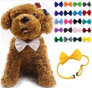 Adjustable Pet Dog Bow Tie Neck Accessory Necklace Collar Puppy Bright Color Pet Bow Mix Color GA176