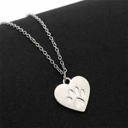 Fashion schattig goud liefde hart honden poot ketting ontwerper vrouw man mans verzilverde hanger Zuid -Amerikaanse koppels kettingen hangers keten sieraden chokers vriend cadeau