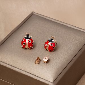 Mode mignon coccinelle boucles d'oreilles strass scarabée boucles d'oreilles femmes fille Cosplay fête cadeau Anime bijoux ornement