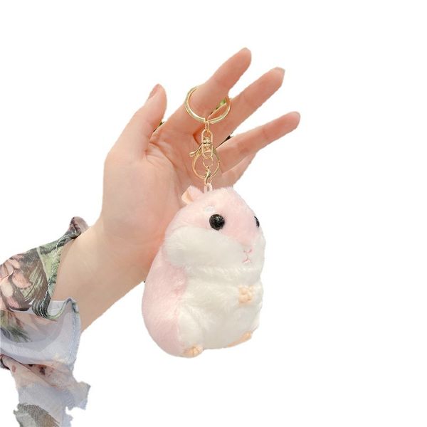 Mode mignon Mini dessin animé Portable Hamster en peluche poupée pendentif porte-clés souris porte-clés jouet sac d'école accessoires 10cm