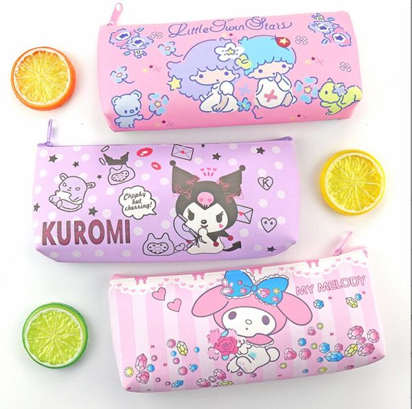 Mode mignon rose violet Kuromi mélodie sac à crayons grande capacité cannelle sac à fermeture éclair accessoires 4 styles 21*10.5*3 cm