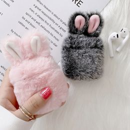 Mode schattige pluche konijn oorbeveiliging voor Apple AirPods Pro 1 2 Cases Lovely Fur Wireless oortelefoon Cover Fit AirPod Pro Air Pods 2 Funda