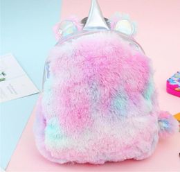 Fashion Lindo lentejuelas de la mochila de peluche animal dibujos animados kawaii bolsas de cuero hologramas chicas bolsas y1906014390857