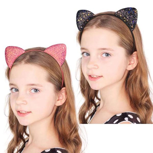 Mode mignon paillettes oreilles de chat cheveux cerceaux bandeau pour filles enfants bandeaux bandeau bébé enfant en bas âge accessoires chapeaux enfants