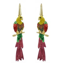 Mode schattige stijl met kleurrijke volle strass Parrot-vormige hange oorbellen voor vrouwen feestjuwelen charmes