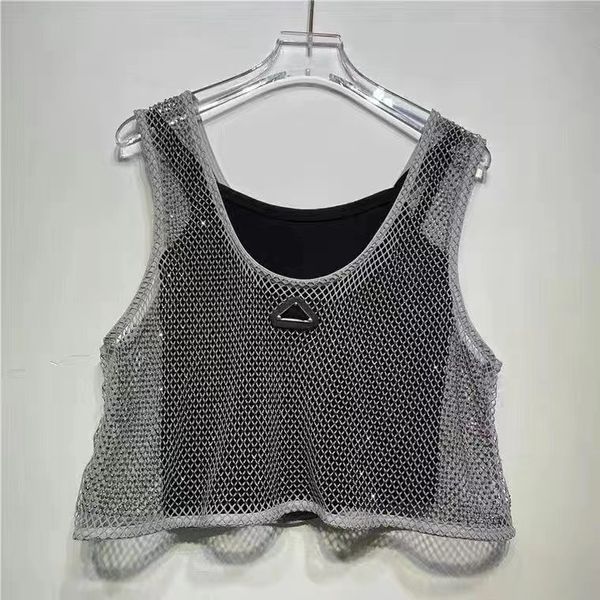 Mode découpe diamant ensemble t-shirt pour les femmes designer licou robe gilet à manches courtes t-shirt sensation féminine débardeurs hauts