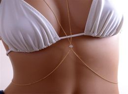 Moda CZ cuerpo cadena Sexy oro Rhinestone BodyChain delicado vientre cintura cadena productos cuerpo collar playa Jewelry1880465