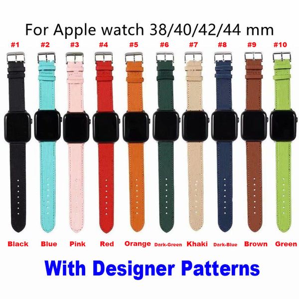 Bracelets de montre intelligente Fashion D Designer pour Apple Watch 49 mm 45 mm 44 mm 42 mm 41 mm 40 mm 38 mm Bracelet de luxe en cuir PU noir fleur bouton pression iwatch série 8/7/6/5/4/3/2/1/SE