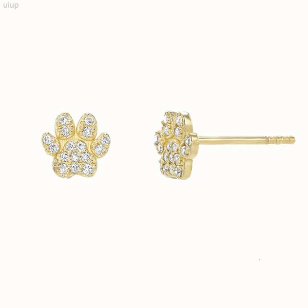 Mode délicate Cz diamant minuscule patte impression boucle d'oreille bijoux dames 18k plaqué or 925 boucles d'oreilles en argent Sterling