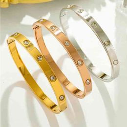 Bracelet à vis délicat à la mode, nouveau Style pour dames, bijoux en acier inoxydable, fermoir en pierre de cristal, pour hommes et femmes
