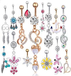 Fashion Sangle Belly Ring Mix Style Navel Button Piercing Body Bijoux Boulaces Bouton Bouton pour les femmes3487634