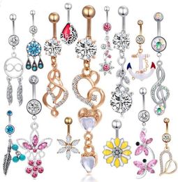 Mode Dange Belly Ring Mix Style Style Navel Button Piercing Body Sieraden Belly Button Rings For Women6089660