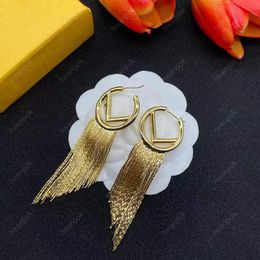 Mode Dangle Tassel oorbellen Designer Letters Stud Long Earring Pearl luxe merk Women Hoops Wedding Party Joodlry Accessoires met doos