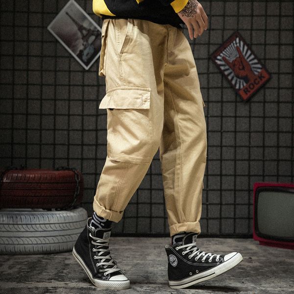 Fashion-Dark Black Harbour Trend Man Pant Street Hip-Hop High Street Workwear Lâche Cylindre Droit Sport Pantalon de Jogging Bas