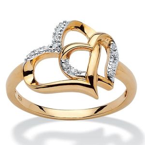 Mode délicat Double coeur bague pour les femmes CZ zircone cristal or Rose évider cadeaux de fête de mariage 220719