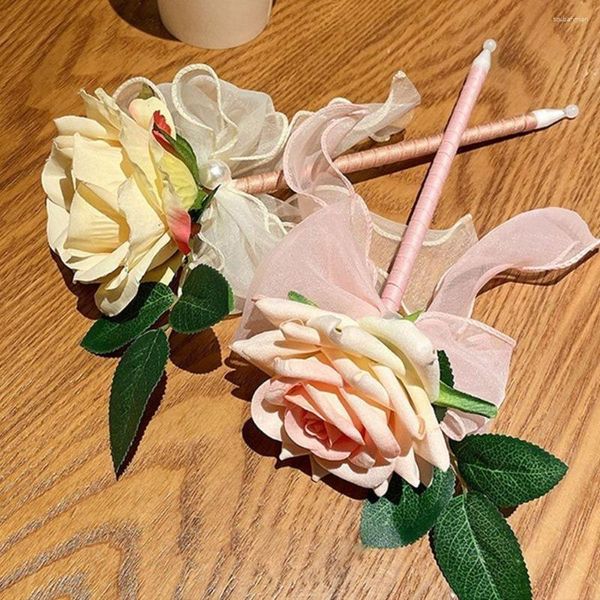 Stylo à bille en forme de fleur délicate, Rose féerique 3D, outil d'écriture Adorable et mignon, fournitures scolaires et de bureau pour amis