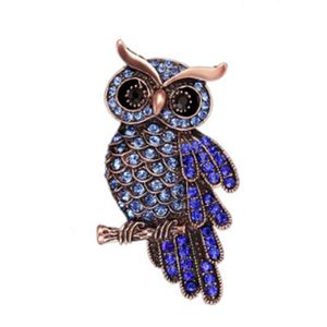 Mode délicat hibou broches coréen à la mode en alliage de Zinc Imitation strass bleu broche Badge broche femmes cadeaux accessoires