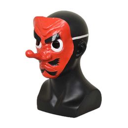 Fashion Demon Slayer Kimetsu Geen Yaiba Cosplay Urokodaki Sakonji Masker Cosplay Rode Latex Maskers Halloween Cosplay Accessoires X0803283g