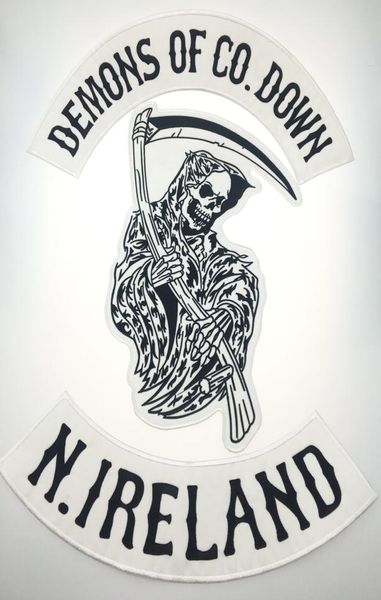 Demons de mode de Co Down MC Broidered Ironon Sew on Biker Rider Patch Full Back Taille Veste Badge MC Club Patch1918697