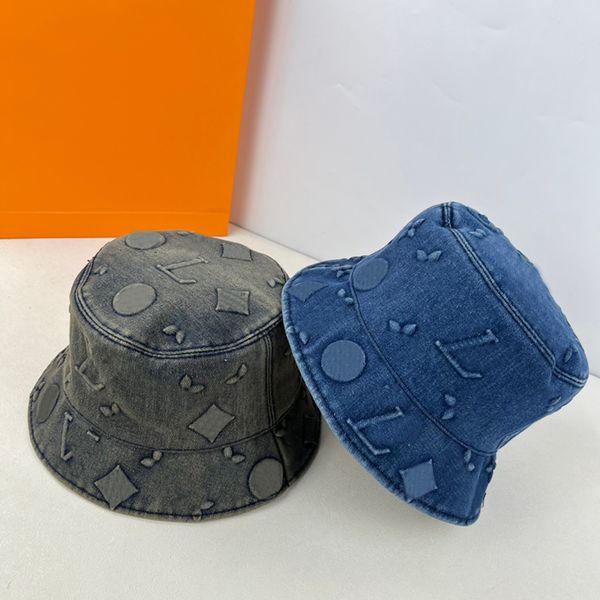 Chapeau de seau de jean de jean en relief en relief de créateur de casquettes de luxe de luxe pour femmes hommes pêcheurs caps v casquette Baseball Boneie