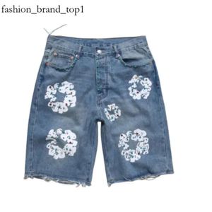 Moda Denim Teara Shorts Diseñador Shorts Jean Flower Striptpants Slim Mens Shorts Light Blue Shrath Shorts pantalones cortos de jeans de lavado de luz