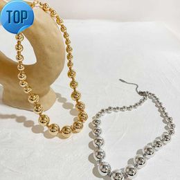 Fashion Design 18K Gold en acier inoxydable Balle Big Beads Collier Choker For Women Jewelry