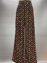 Diseño de moda Pantalones de piernas ancho de 2 colores
