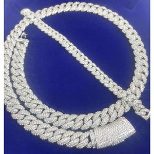 Fashion Design 9mm 13mm Breed Iced Out Moissanite Diamant Zilveren Cubaanse Link Ketting/armband Ketting voor rapper Hiphop Sieraden