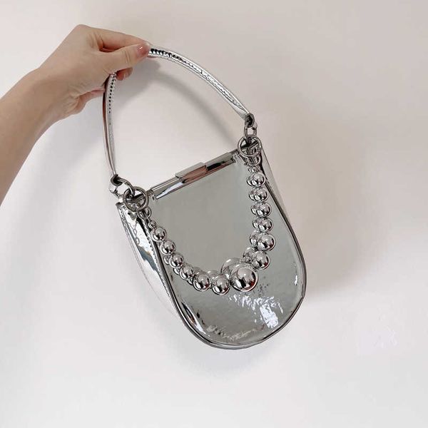 Bolsa de la cadena de diseño de moda Summer NUEVO MINI SENTILLO SENTR SENTURO SILVER CELULO BOLSO CROSSBODY BOLSA PEQUEÑA 021624A