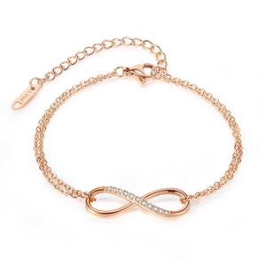 Bracelets à breloques de conception de mode, vente chaude, célébrité d'internet, nouveau meilleur ami, acier inoxydable, Design de niche, à la mode et minimaliste, 8 lignes de diamants à double pose