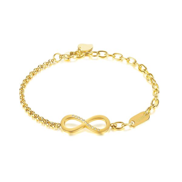 Pulseras con dijes de diseño de moda Puerta Este de Corea Pulsera de 8 caracteres de acero inoxidable simple y versátil Diseño de nicho de moda Joyería de mano con símbolo infinito