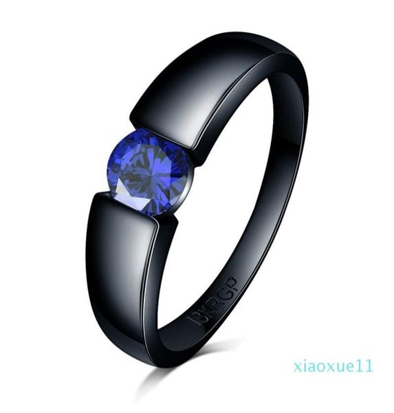 Design de mode Charme Pierre Bague rose bleu jaune Zircon Femmes hommes Bijoux De Mariage Noir Or Rempli Bagues de Fiançailles Bague Femm6611160