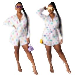 Vêtements Design de mode femmes Sexy décontracté lettre numérique imprimé chemises à manches longues robe grande taille S-2XL298S
